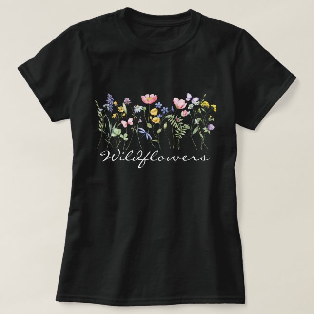 Camiseta Patrón de flores silvestres (Diseño del anverso)
