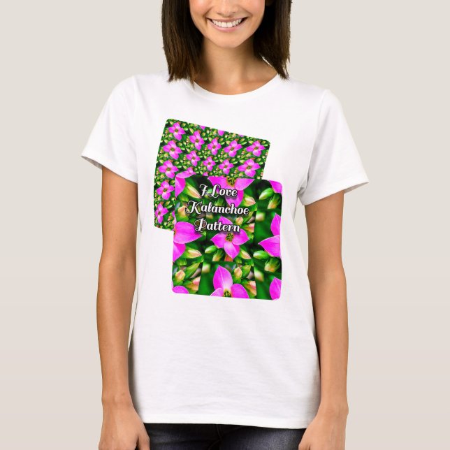 Camiseta Patrón de flores tropicales rosadas (Anverso)