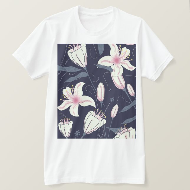 Camiseta patrón de Flores Vintage (Anverso del diseño)