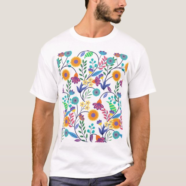 Camiseta Patrón de fondo floral exótico colorido-23145 (Anverso)