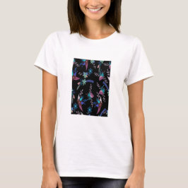 Camiseta patrón de fondo negro floral