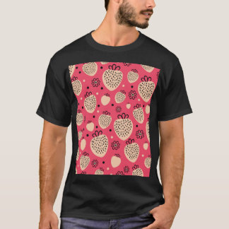Camiseta Patrón de fresa rosa: diseño dulce sin soldadura
