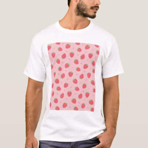 Camiseta Patrón de fresa y corazón