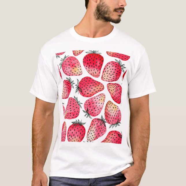 Camiseta Patrón de fresas acuáticas. (Anverso)