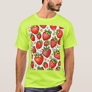 Camiseta Patrón de fresas rojas jugosas