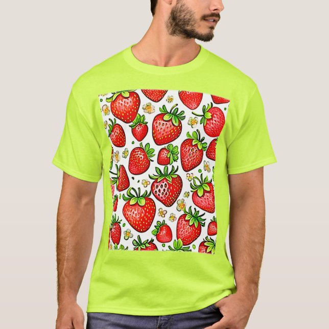 Camiseta Patrón de fresas rojas jugosas (Anverso)