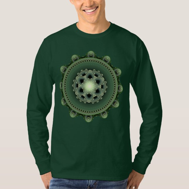 Camiseta Patrón de frilo místico fractal brillante (Anverso)