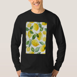 Camiseta Patrón de fruta Art Color de agua de vintage limón