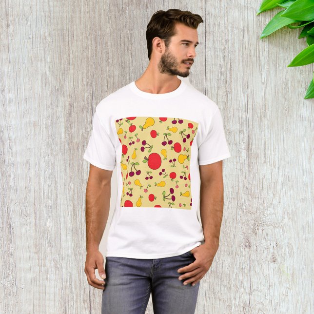 Camiseta Patrón de fruta colorido Manzanas y arándanos (Subido por el creador)