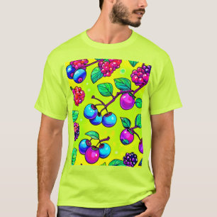 Camiseta Patrón de Fruta de Baya Brillante
