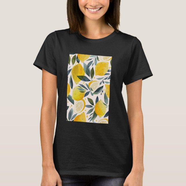 Camiseta Patrón de fruta de cosecha Art Lemon 2 (Anverso)