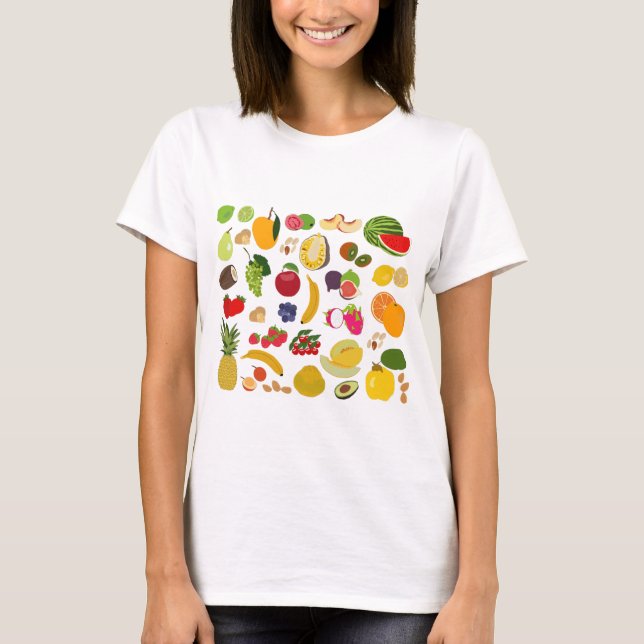 Camiseta Patrón de fruta de verano colorido (Anverso)