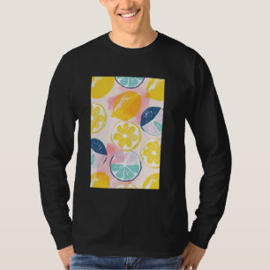 Camiseta Patrón de fruta minimalista Art Lemon Watercolor