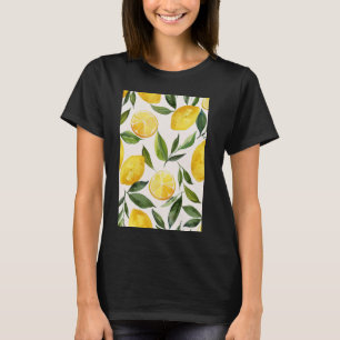 Camiseta Patrón de frutas de cosecha de vintage Art Lemon W