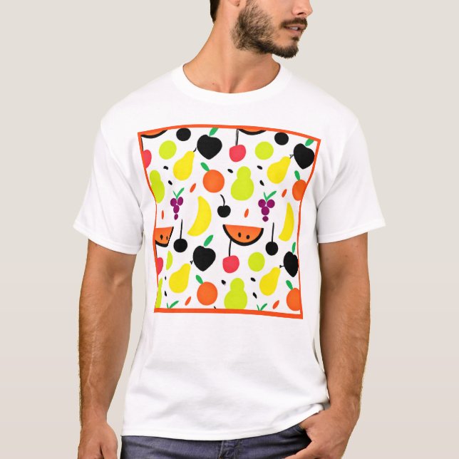 Camiseta Patrón de frutas de la Neón de Brillo Tropical (Anverso)