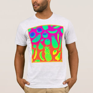 Camiseta Patrón de Frutas Neón Vibrantes