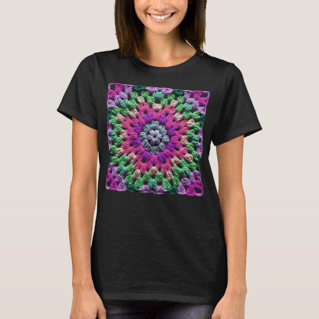 Camiseta Patrón de ganchillo de Granny Square Retro de los  (Anverso)