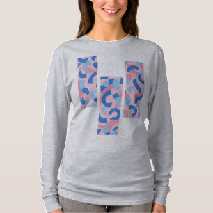 Camiseta Patrón de garabatos divididos en rosa y azul