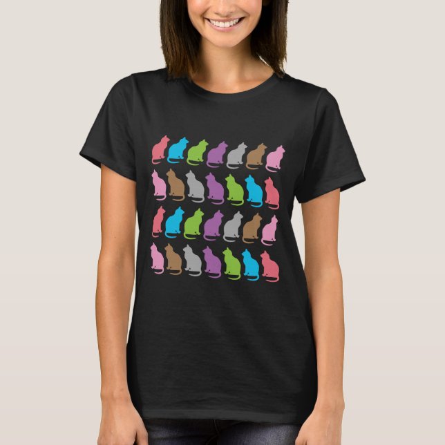 Camiseta Patrón de gato colorido (Anverso)