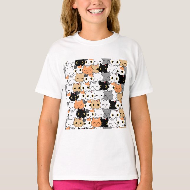 Camiseta Patrón de gato lindo (Anverso)