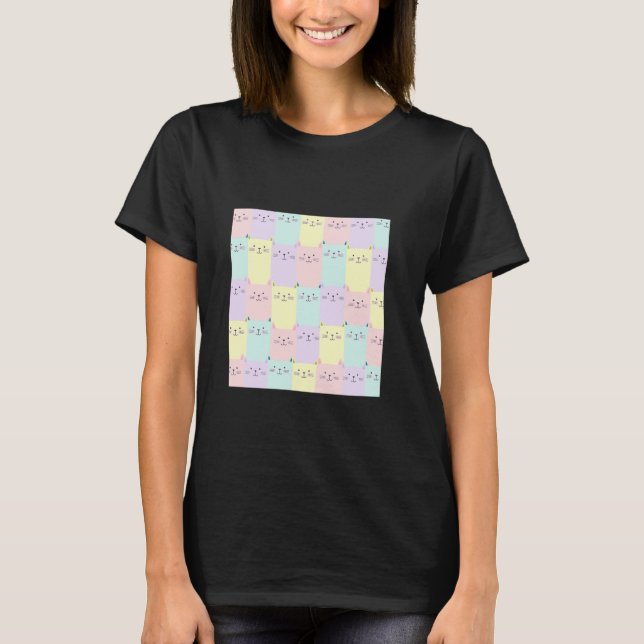 Camiseta Patrón de gato lindo con pastel (Anverso)