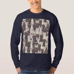 Camiseta Patrón de gatos blancos y grises
