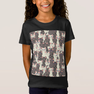 Camiseta Patrón de gatos blancos y grises