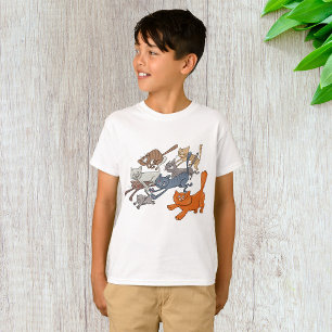 Camiseta Patrón de Gatos Corriendo Gatitos Caprichosos