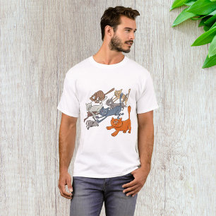 Camiseta Patrón de Gatos Corriendo Gatitos Caprichosos