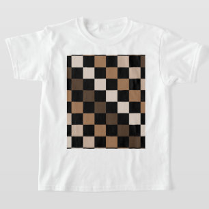 Camiseta Patrón de gingham a cuadros marrones y negros