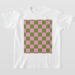 Camiseta Patrón de Gingham de color verde rosa