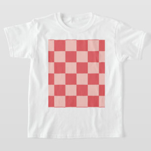 Camiseta Patrón de Gingham de Red Checkered Rosa