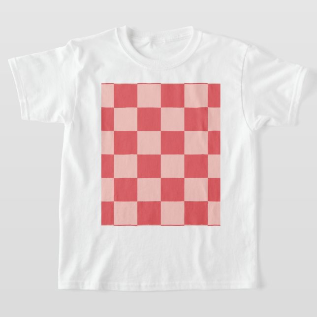 Camiseta Patrón de Gingham de Red Checkered Rosa (Distribución)