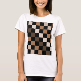 Camiseta Patrón de Gingham negro negro marrón