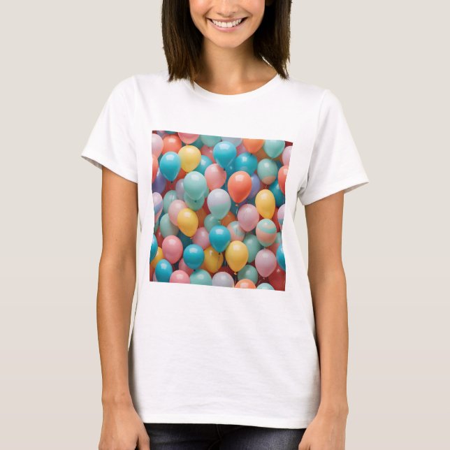Camiseta Patrón de globos Fiestas coloridos (Anverso)