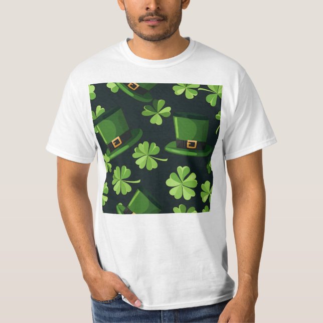 Camiseta Patrón de Gorras de St. Patrick's Day Leprechaun (Anverso)