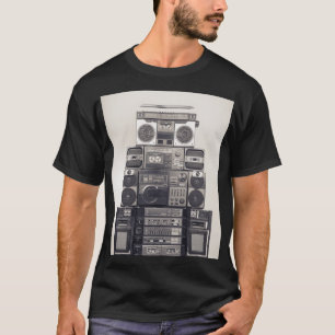 Camiseta Patrón de grabadores de cassette retro 80.