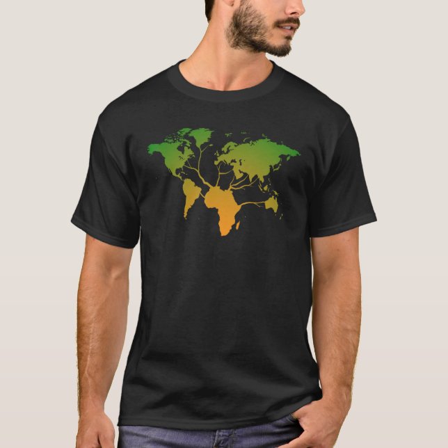Camiseta Patrón de gradiente de raíz de mapa de África Mapa (Anverso)