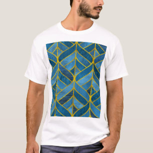 Camiseta Patrón de grifo azul dorado