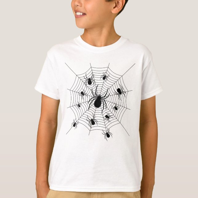 Camiseta Patrón de halloween de arañas blancas negras (Anverso)