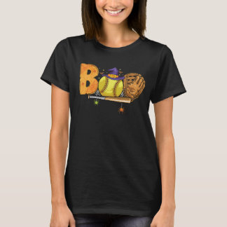 Camiseta Patrón de Halloween de Softball Boo