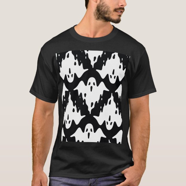 Camiseta Patrón de Halloween Ghost Spooky Seamless (Anverso)