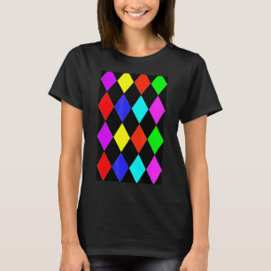 Camiseta Patrón de Harlequin Grande Geométrico Multicolor