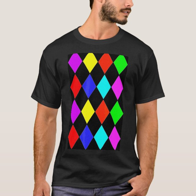 Camiseta Patrón de Harlequin Grande Geométrico Multicolor (Anverso)