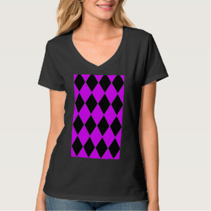Camiseta Patrón de Harlequin Grande Geométrico Púrpura Y Ne