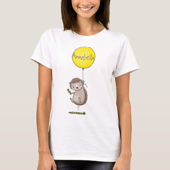 Camiseta Patrón de hedgehog y personalizado de globos (Anverso)