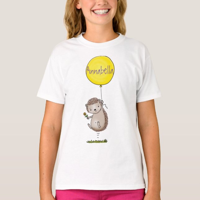 Camiseta Patrón de hedgehog y personalizado de globos (Anverso)