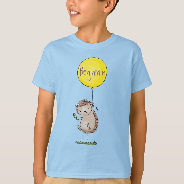 Camiseta Patrón de hedgehog y personalizado de globos (Anverso)