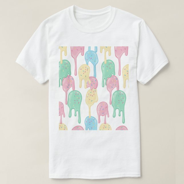 Camiseta Patrón de helado derretido y grageas (Diseño del anverso)