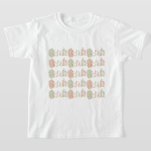 Camiseta Patrón de hoja de vintage del Retro Rojo Verde